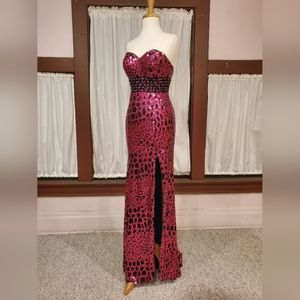 Fuchsia & Black Sequin Gown